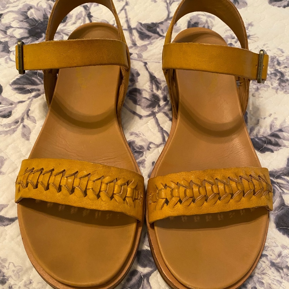 Kork-Ease Yucca Braid sandals in yellow.